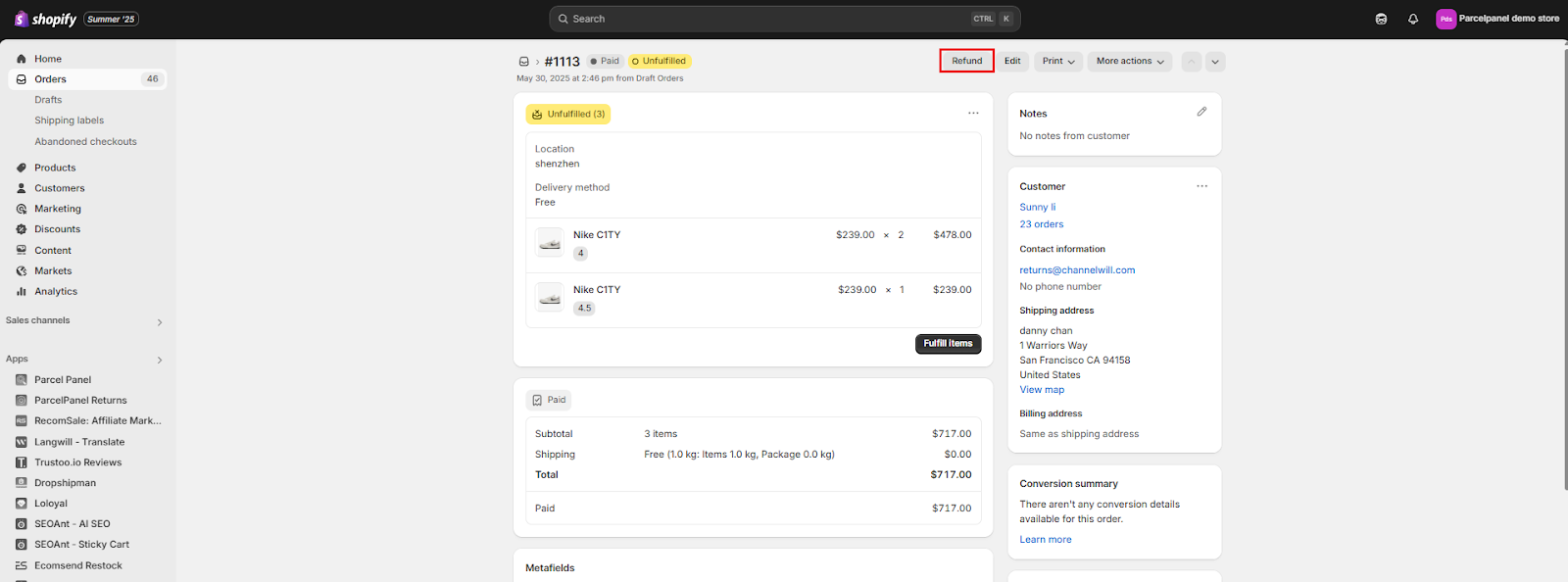 How to do a partial refund with Shopify